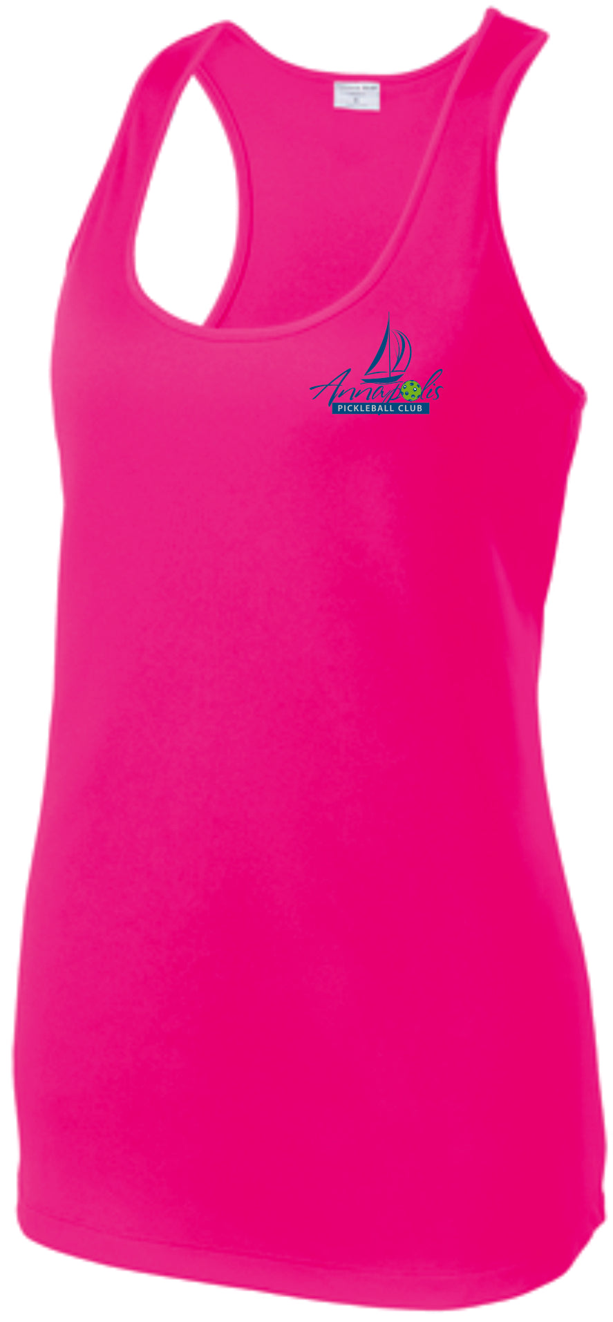 Ladies Sleeveless Racerback Wicking Tshirt W/ APB logo