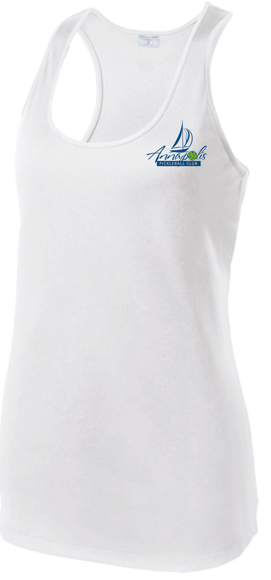 Ladies Sleeveless Racerback Wicking Tshirt W/ APB logo