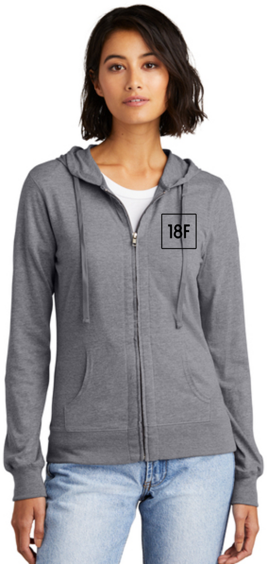 18F District Ladies Light Weight Zip Hoodie